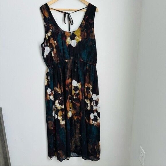 Monroe & Main Brown Orange Turquoise Skin Tie Maxi Dress Summer Cruise SZ 2X - Picture 2 of 9